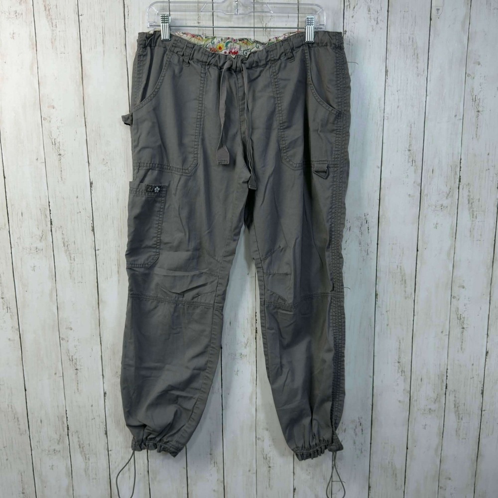 Koy by Kathy Peterson Women's Cargo Pants‎ Gray Drawstring Pockets Size MP